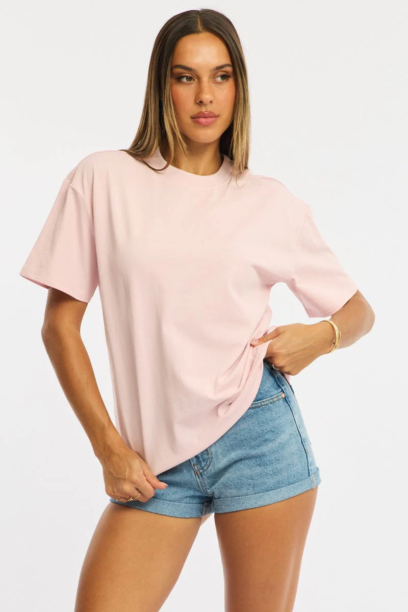 Pink Oversized Tee Short Sleeve