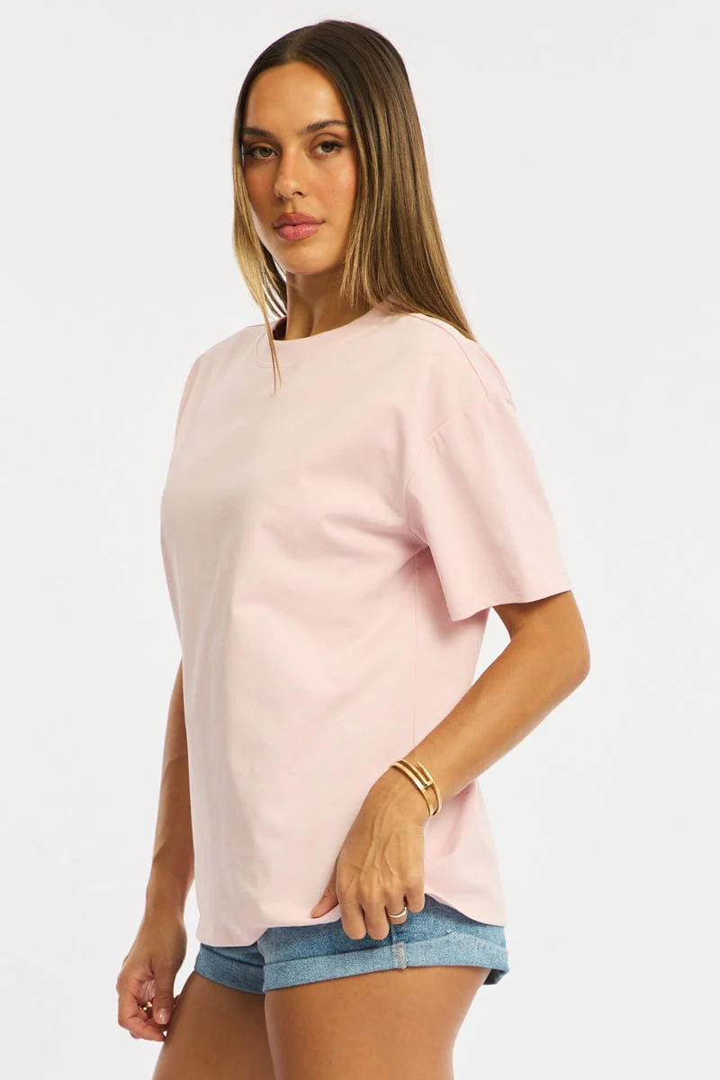 Pink Oversized Tee Short Sleeve - Image 3