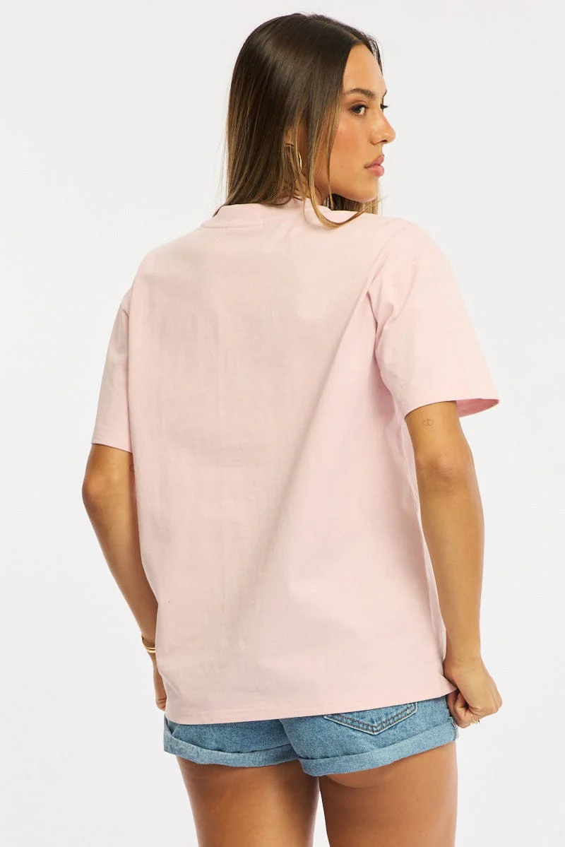 Pink Oversized Tee Short Sleeve - Image 4