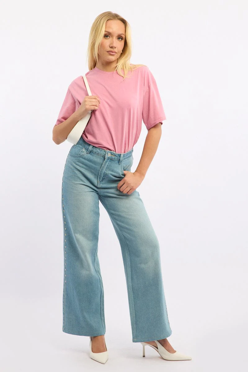 Pink Oversized Tee Short Sleeve - Image 2