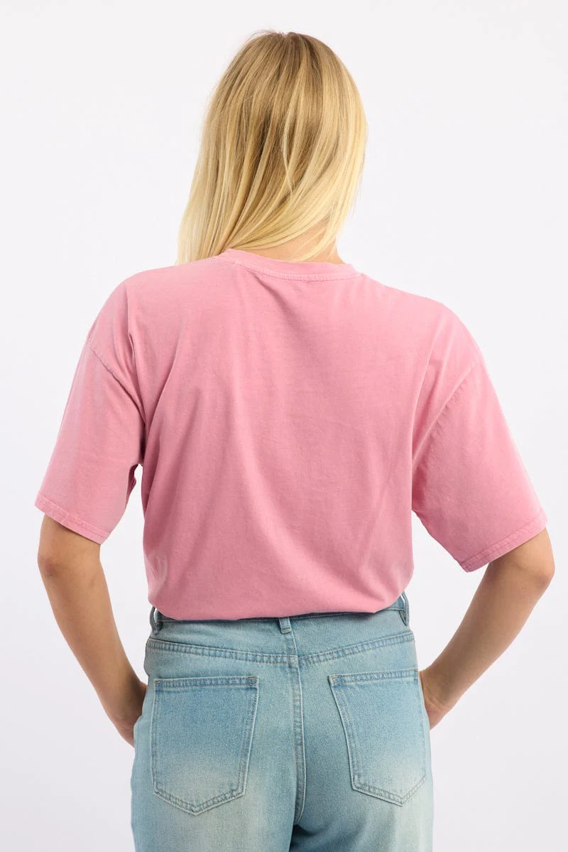 Pink Oversized Tee Short Sleeve - Image 4