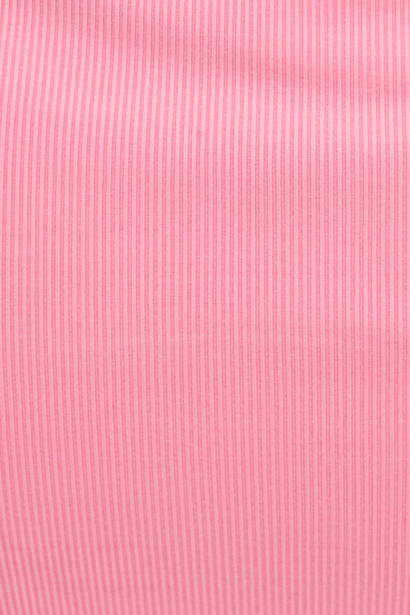 Pink Rib Jersey Front Slit Pencil Midi Skirt - Image 6