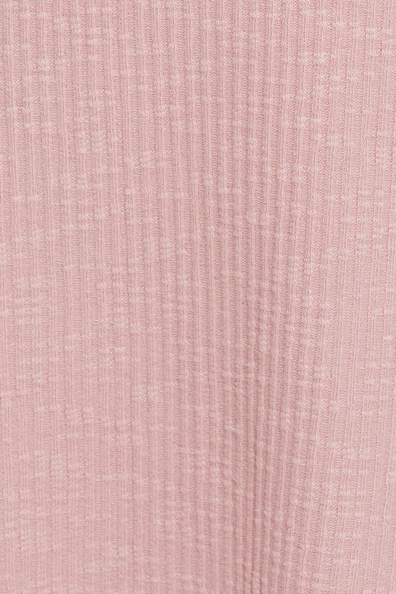 Pink Rib Jersey Tie Front Mini Slip Dress - Image 6