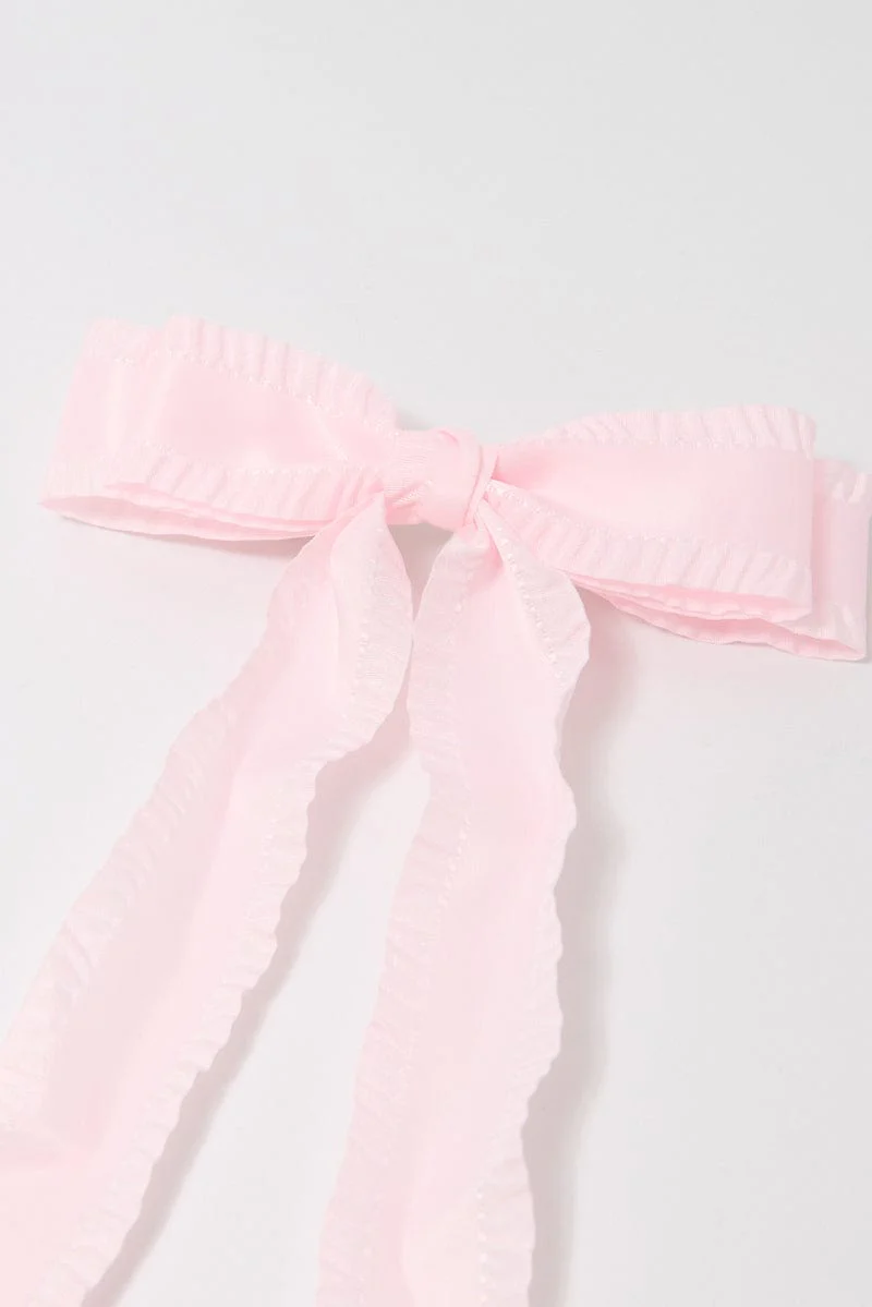 Pink Ruffled Hair Bow - Image 2