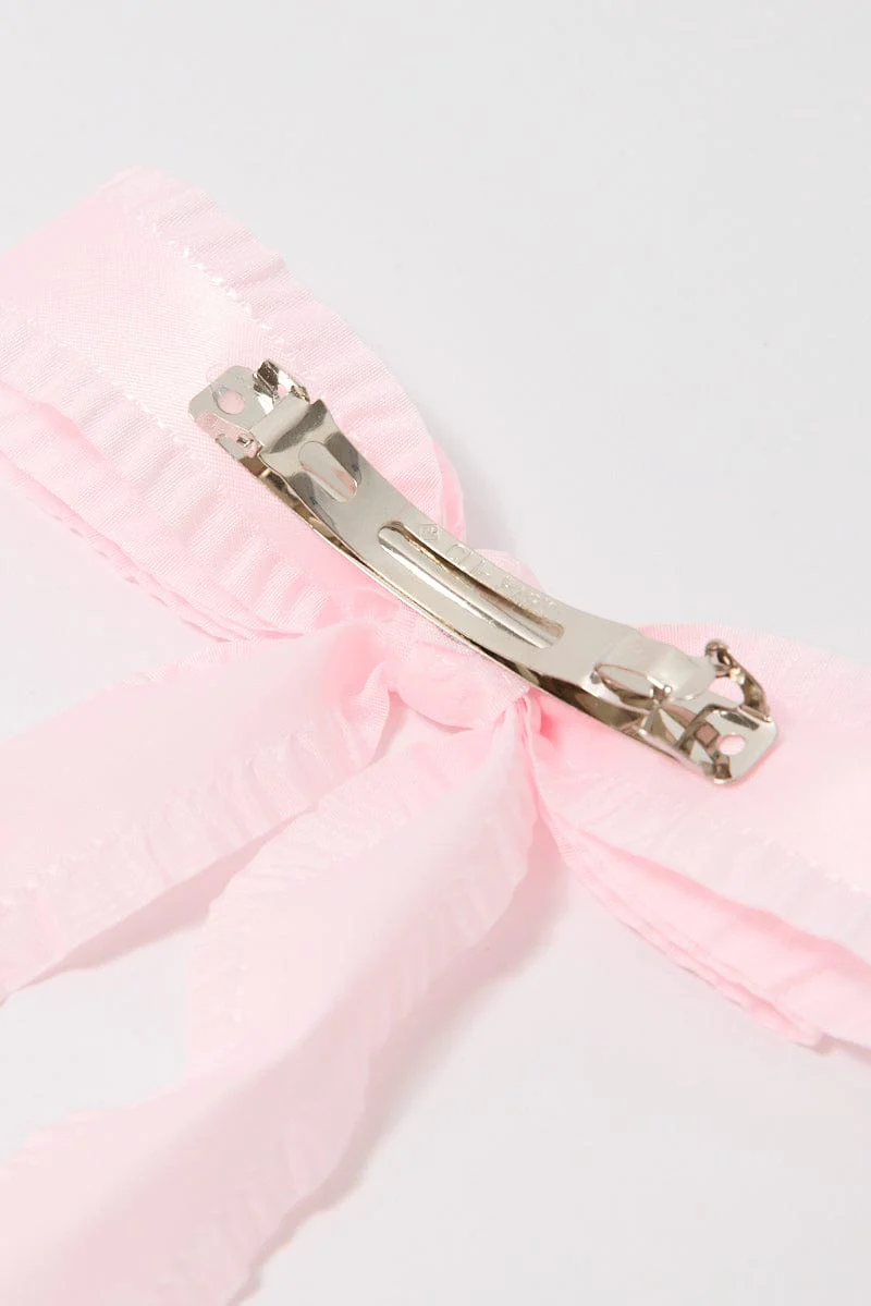 Pink Ruffled Hair Bow - Image 3