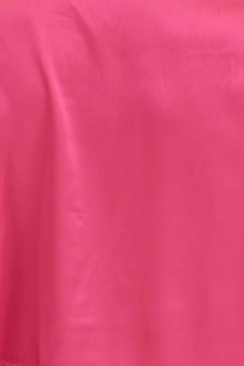Pink Satin Pajamas Set Short Sleeve Crop - Image 6