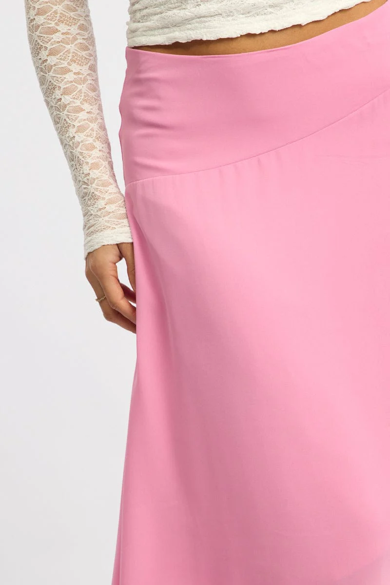 Pink Scarf Hem Skirt Midi Asymmetric - Image 5