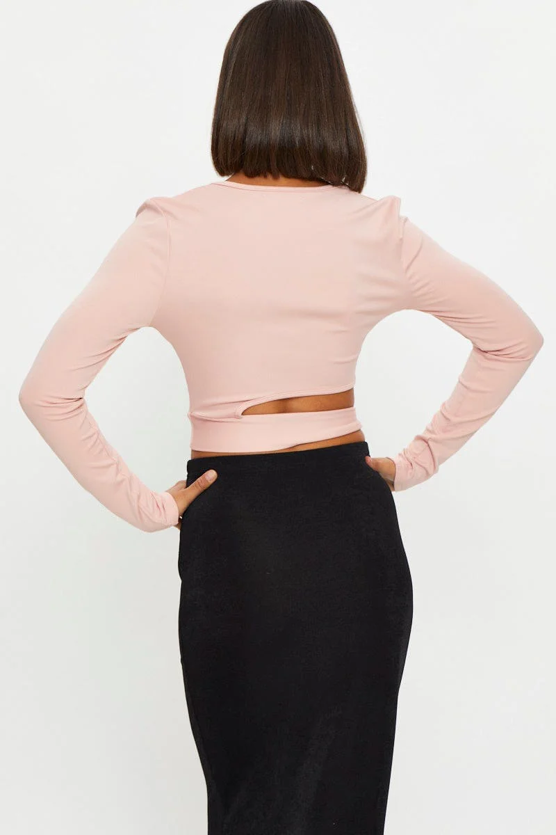 Pink Scoop Neck Tie Top - Image 5
