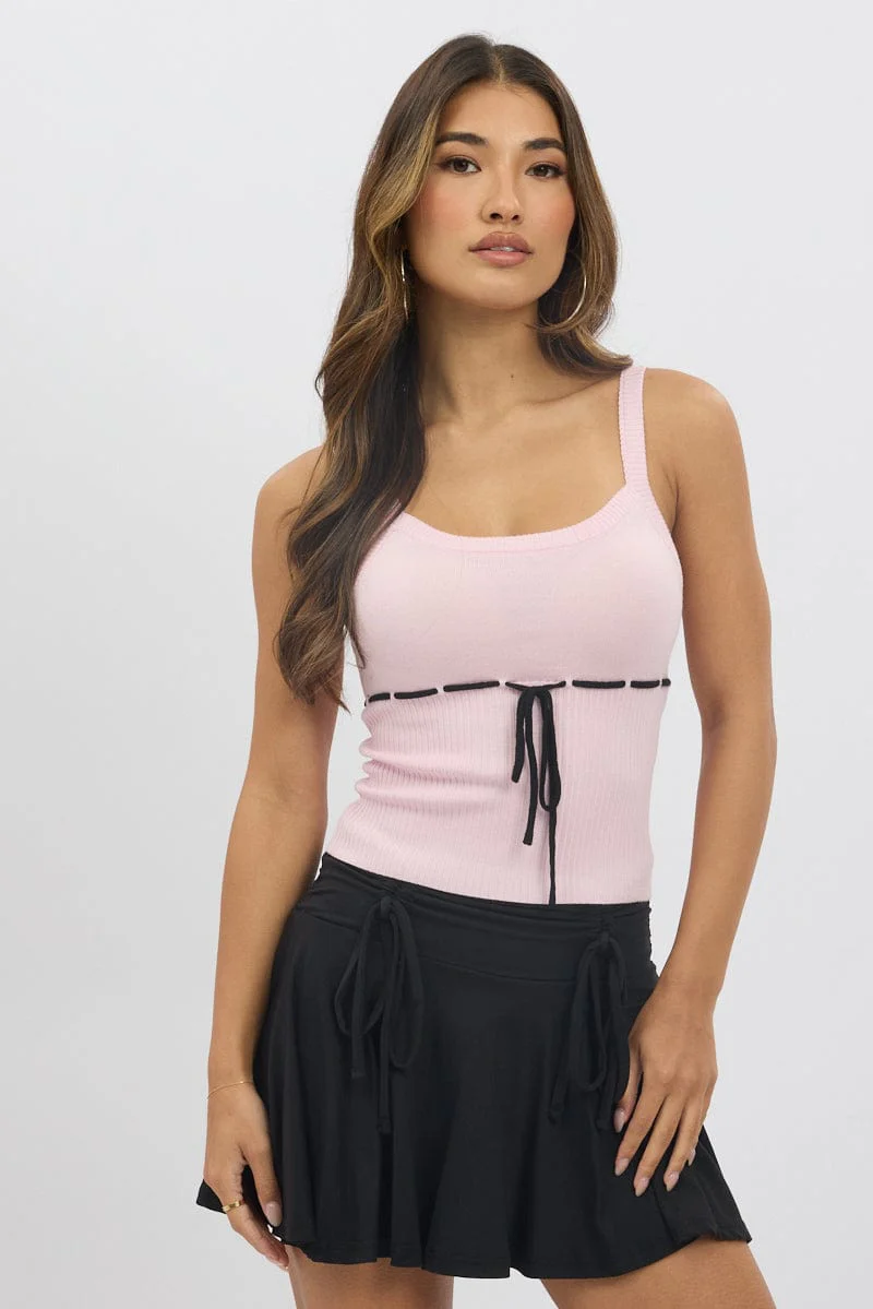 Pink Singlet Knit Top