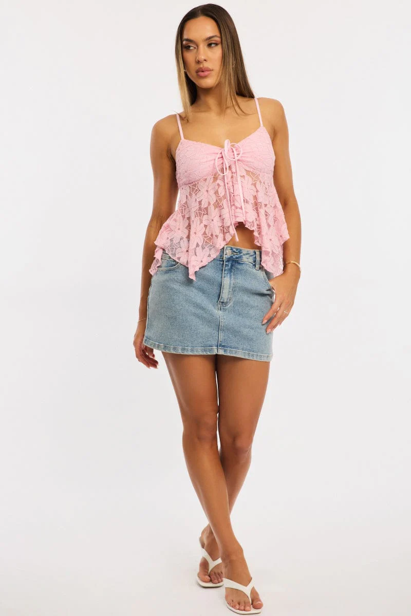 Pink Singlet Top Lace - Image 2