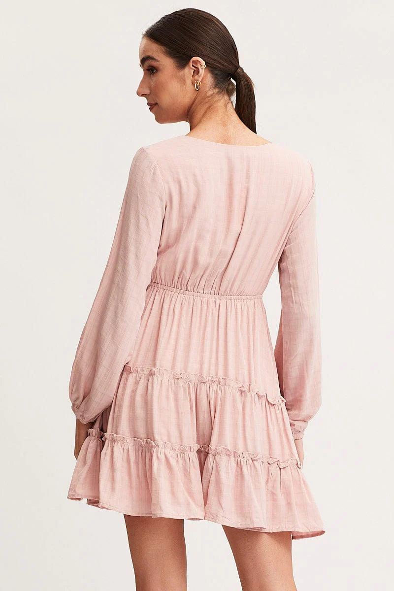 Pink Skater Dress Long Sleeve Mini - Image 5