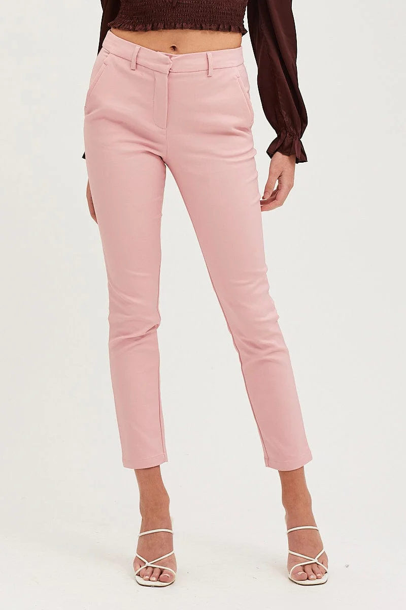 Pink Slim Pants High Rise Workwear - Image 2
