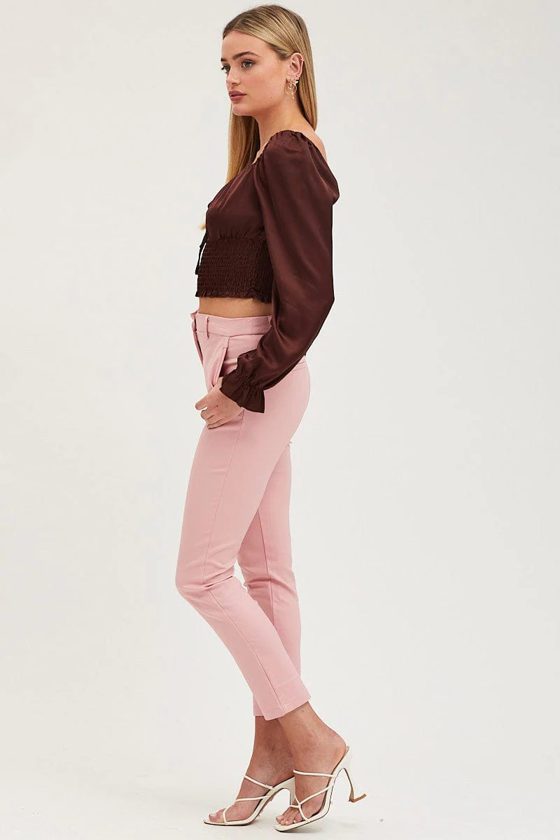 Pink Slim Pants High Rise Workwear - Image 4