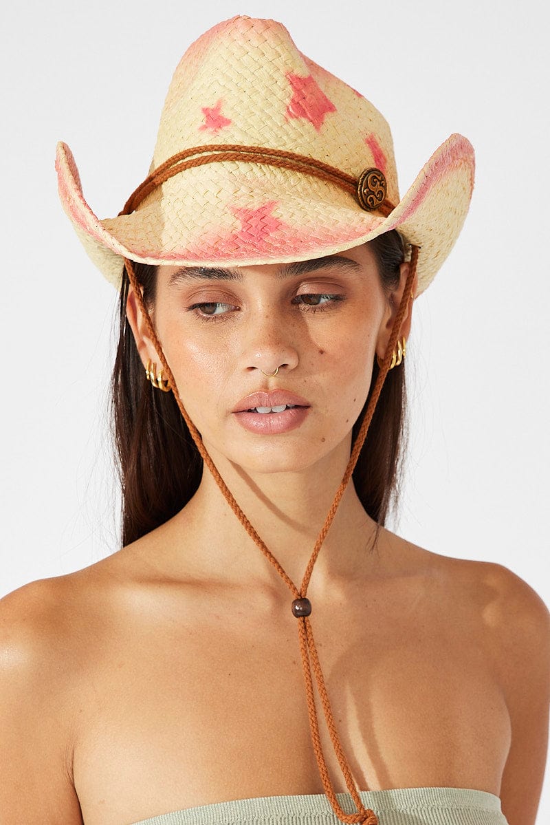 Pink Straw Cowboy Hat - Image 2
