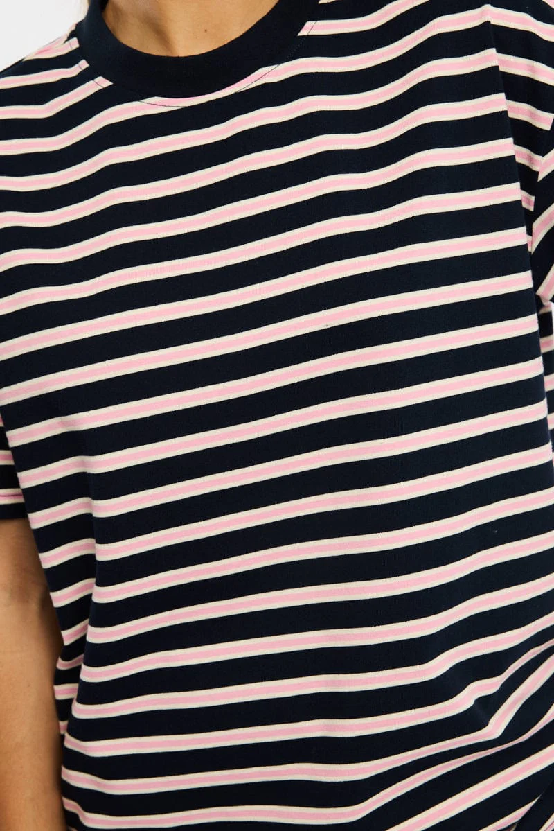 Pink Stripe Oversized Tee Short Sleeve - Image 5