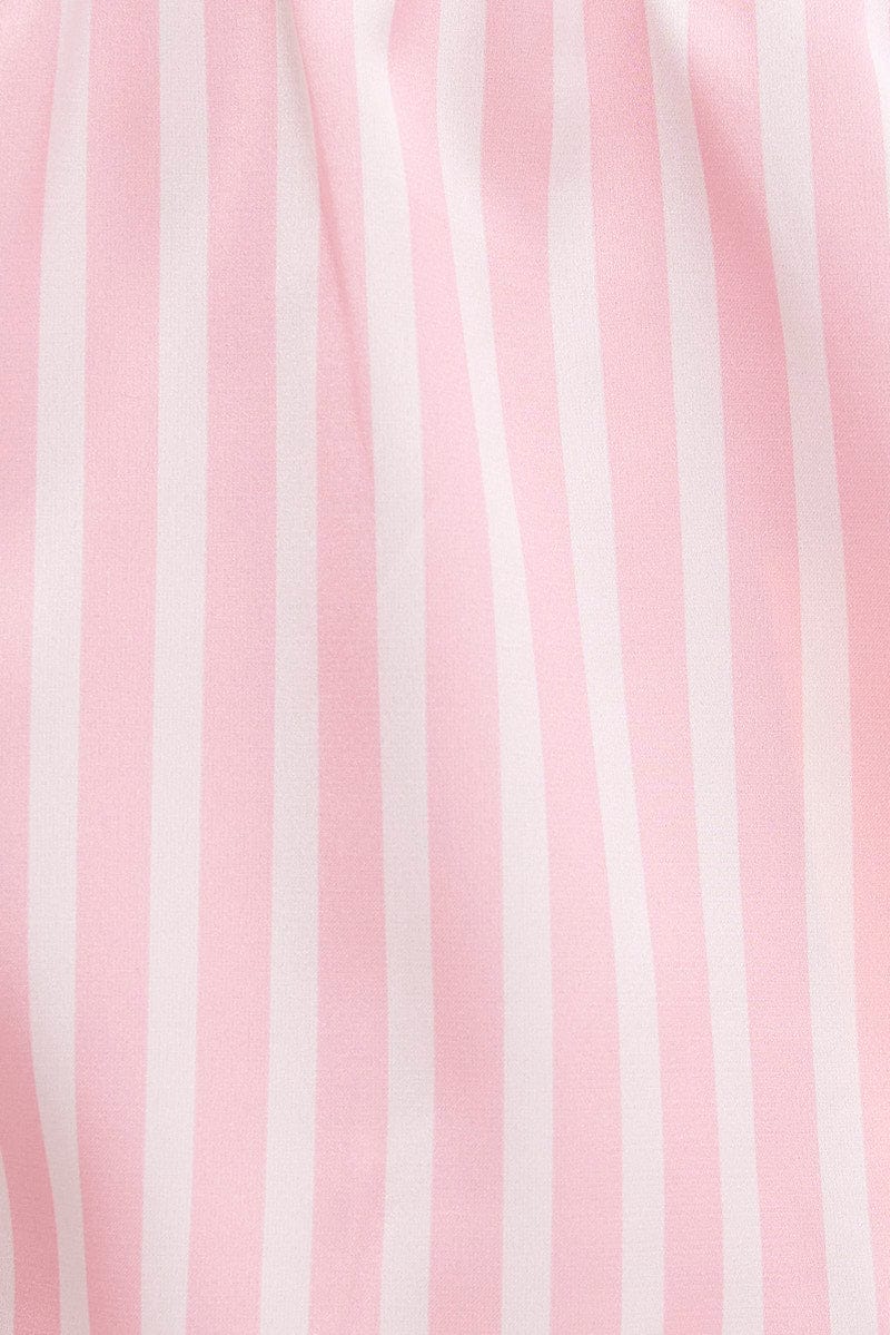 Pink Stripe Satin Pj Set Stripe Lace Trim Cami Pyjama Set - Image 6