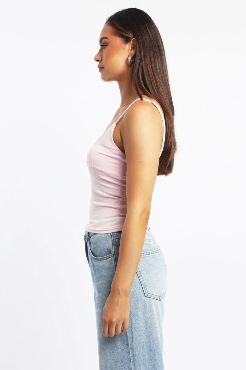 Pink Supersoft Cami Top Cross Over - Image 3