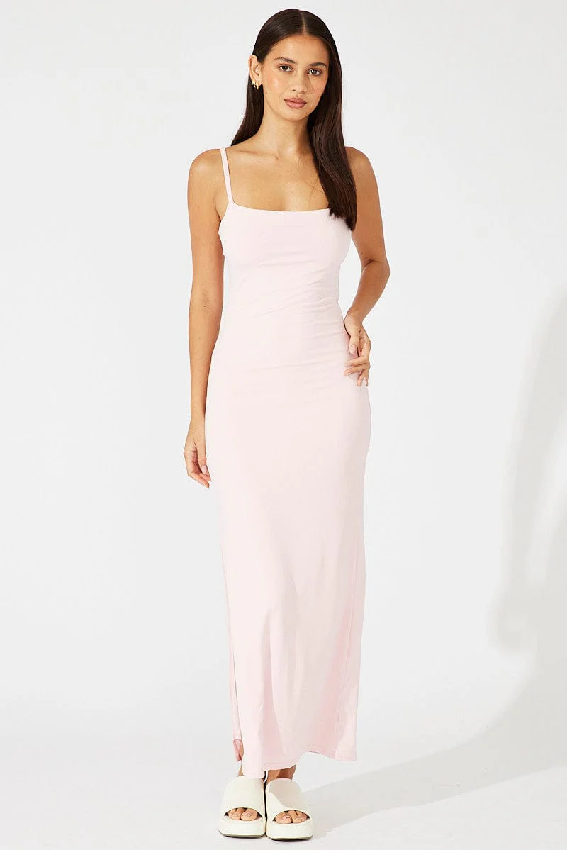 Pink Supersoft Slim Fit Maxi Dress - Image 2