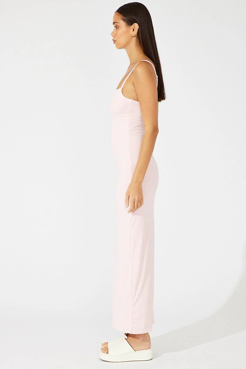 Pink Supersoft Slim Fit Maxi Dress - Image 3