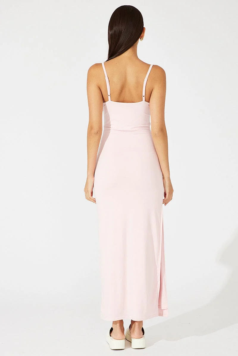Pink Supersoft Slim Fit Maxi Dress - Image 4