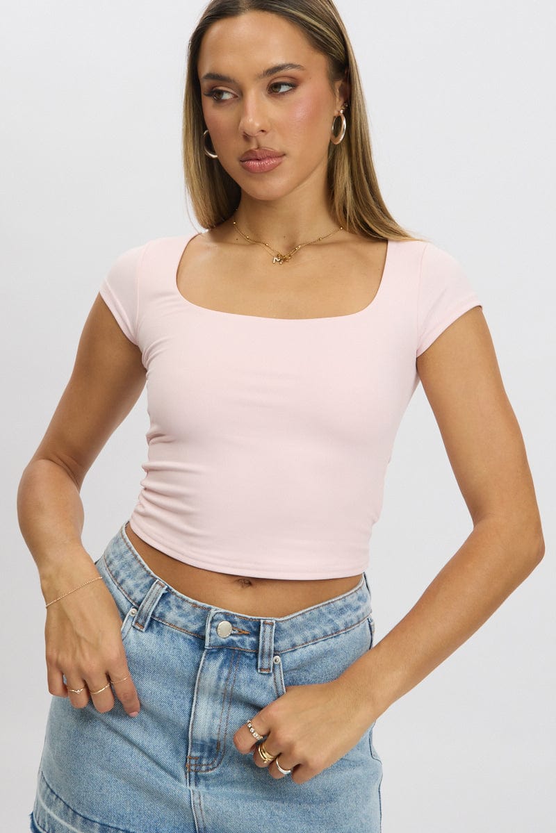 Pink Supersoft Top Short Sleeve Scoop Neck