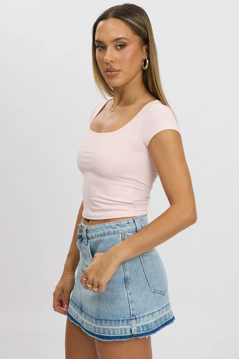 Pink Supersoft Top Short Sleeve Scoop Neck - Image 4