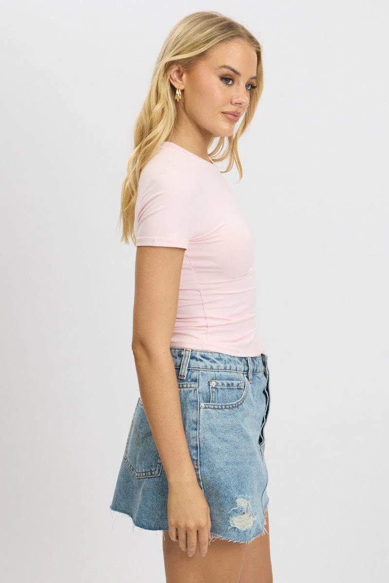 Pink T shirt Short Sleeve Crew Neck Supersoft - Image 4