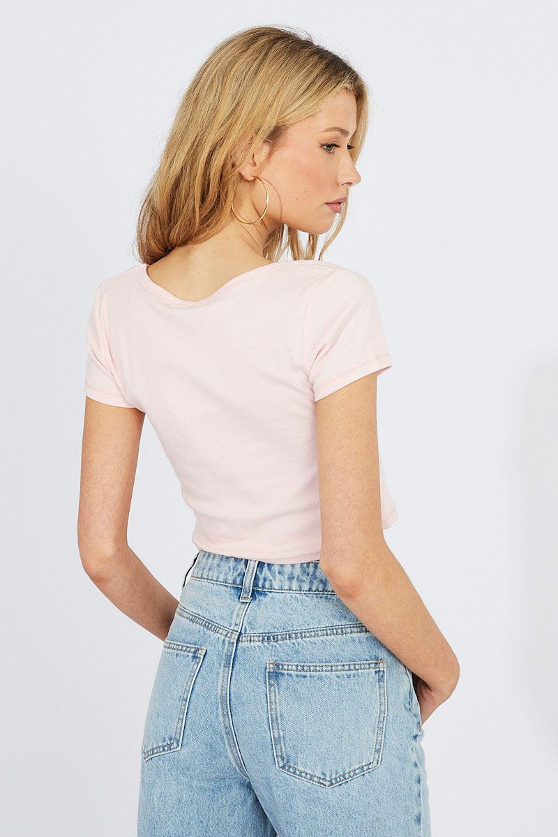 Pink T-Shirt Short Sleeve Scoop Neck - Image 5
