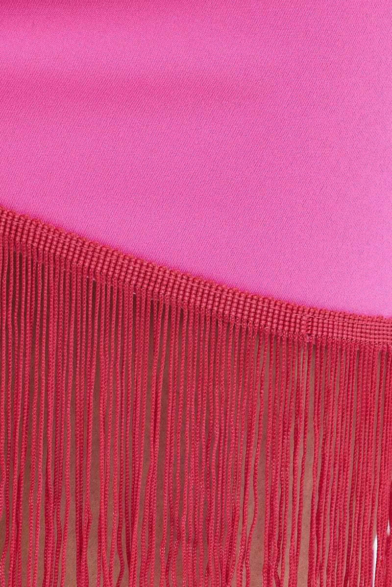 Pink Tassels Ruched Mini Skirt - Image 6