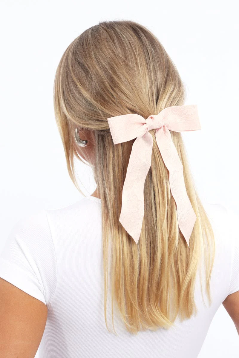Pink Textured Hair Bow