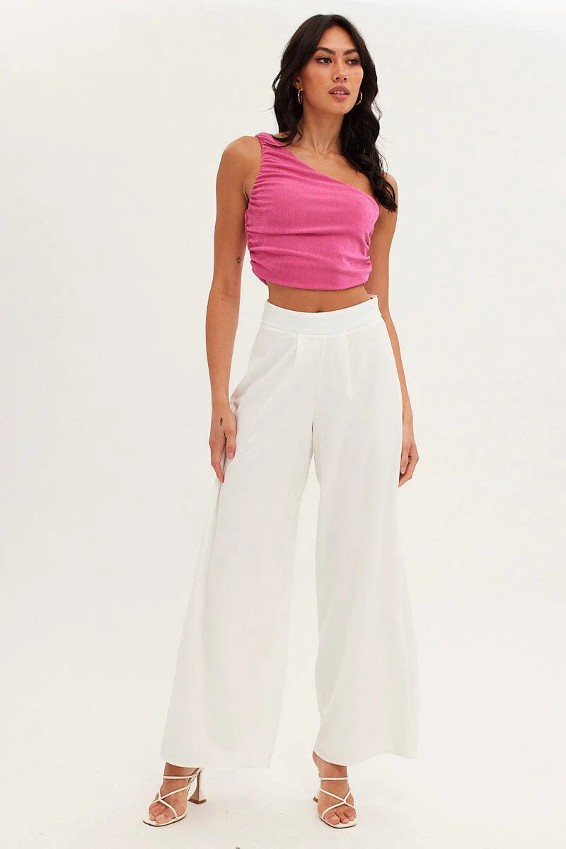 Pink Top One Shoulder Sleeveless Slinky - Image 2