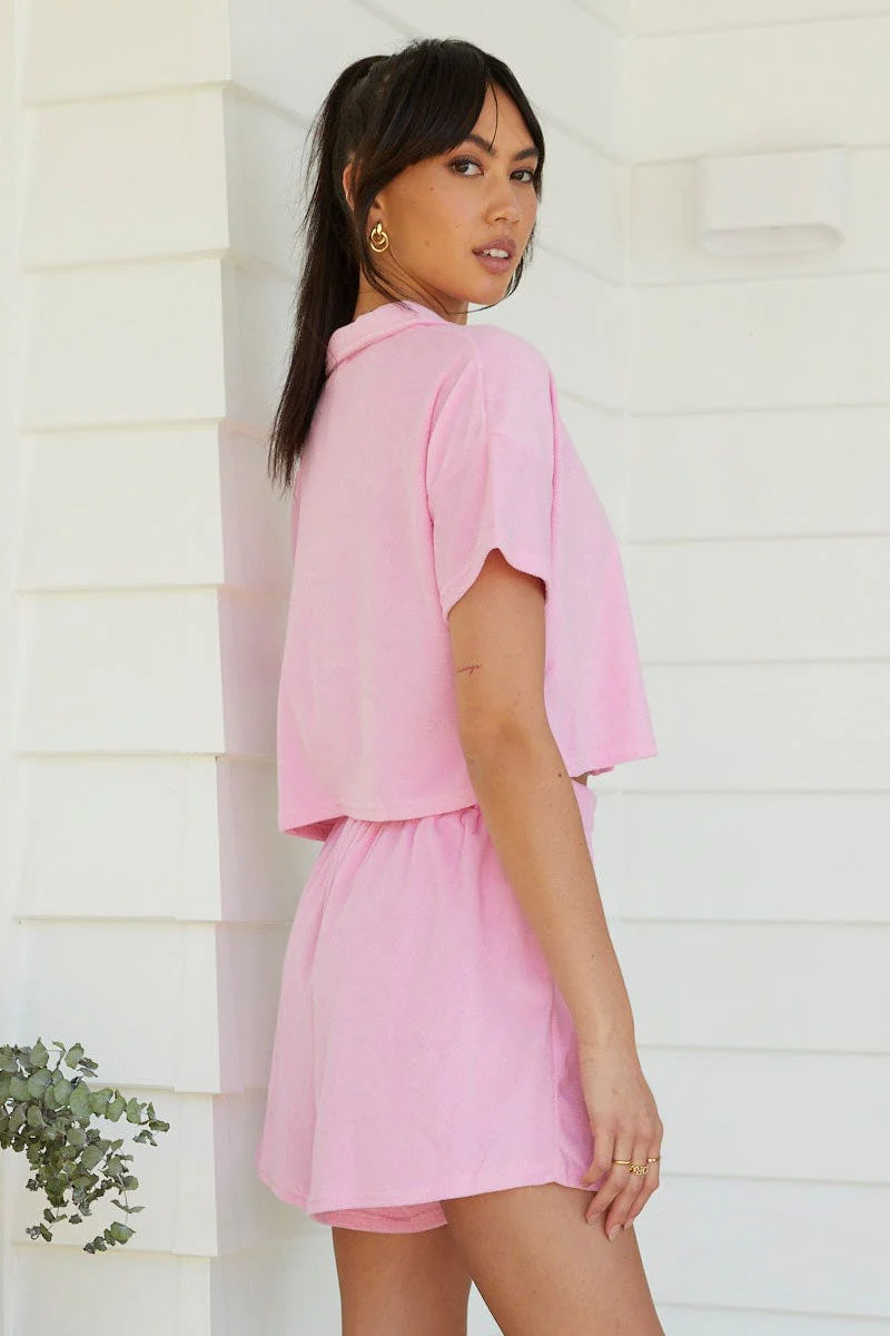 Pink Track Shorts Terry - Image 4