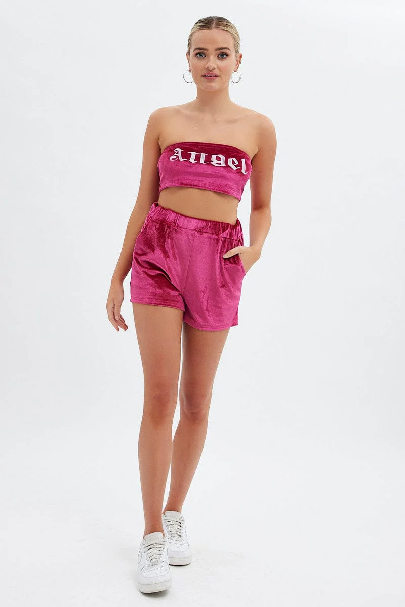 Pink Velvet Shorts - Image 3