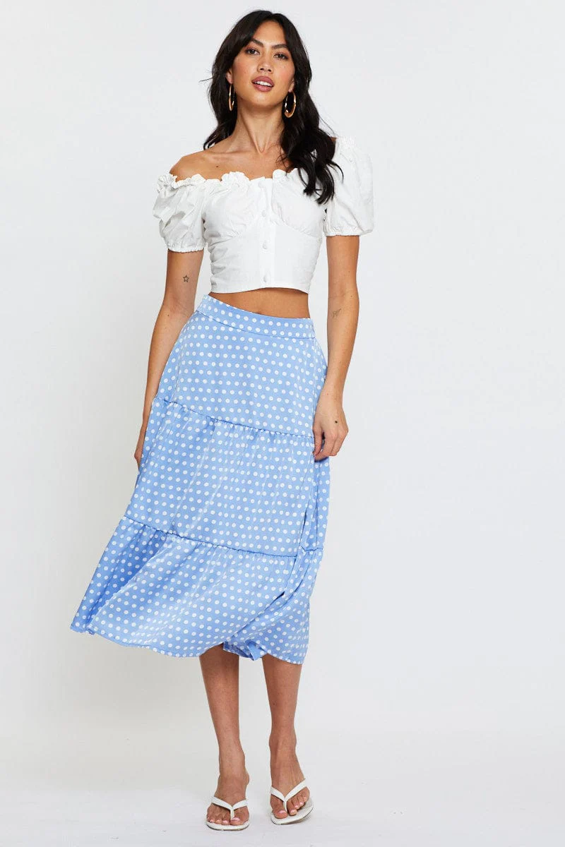 Polka Dot Midi Skirt High Rise - Image 3