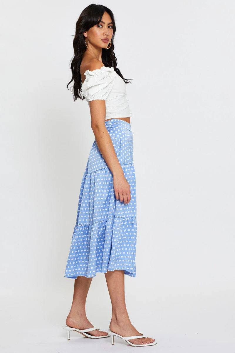 Polka Dot Midi Skirt High Rise - Image 4