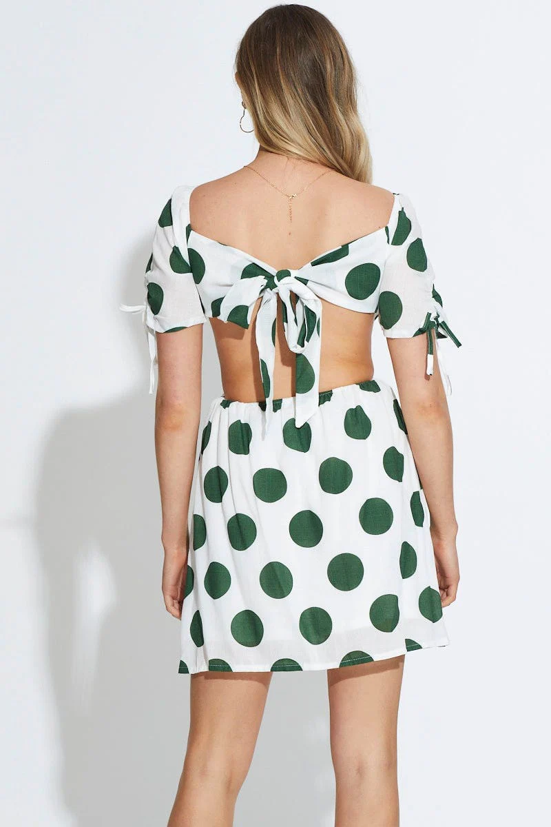 Polka Dot Mini Dress Short Sleeve - Image 5