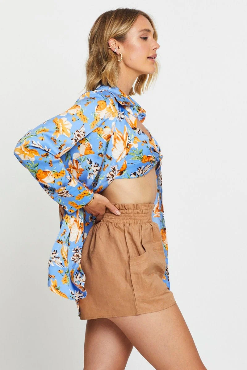 Print Crop Shirts Long Sleeve - Image 4