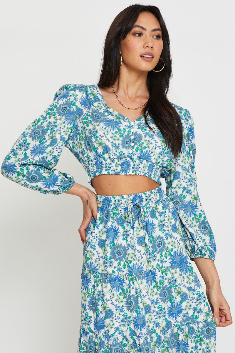 Print Crop Top Long Sleeve Crop - Image 3
