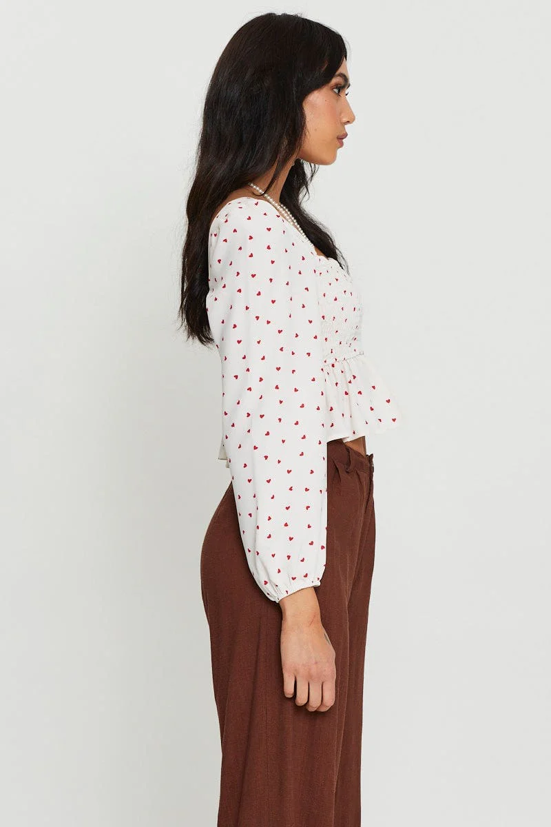 Print Crop Top Long Sleeve - Image 4