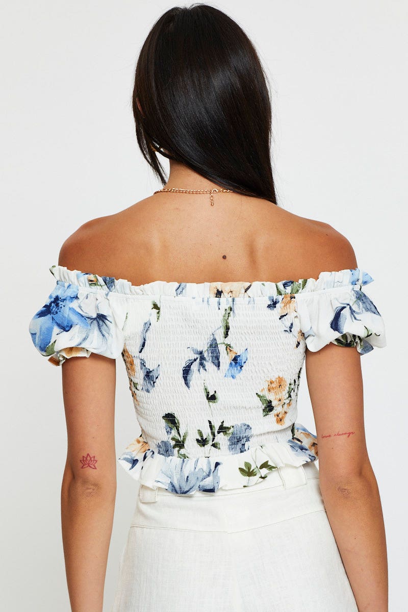 Print Crop Top Off Shoulder - Image 5