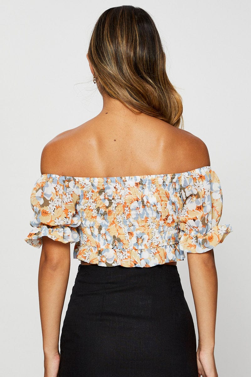 Print Crop Top Off Shoulder - Image 5