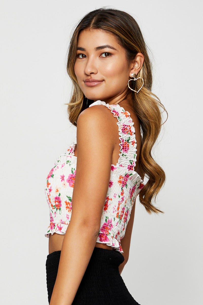 Print Crop Top Sleeveless Square Neck - Image 10