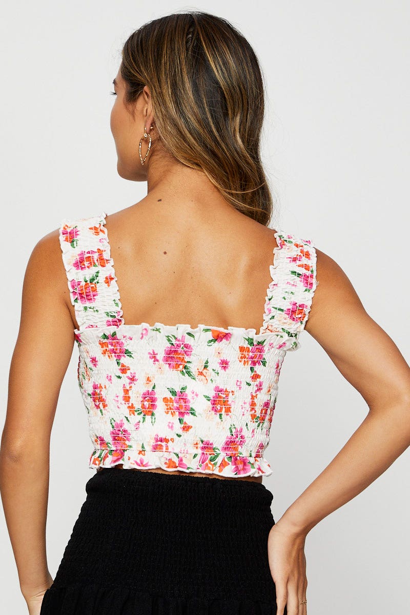 Print Crop Top Sleeveless Square Neck - Image 11