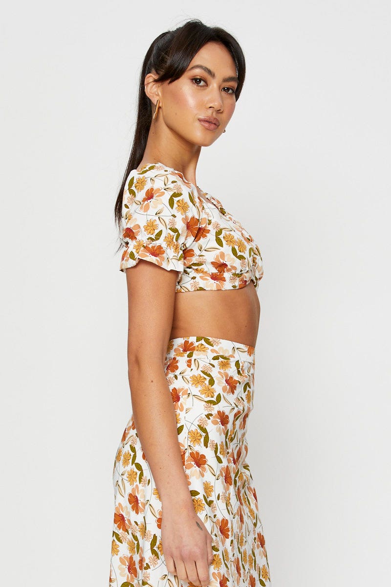 Print Crop Top Tie Up - Image 4