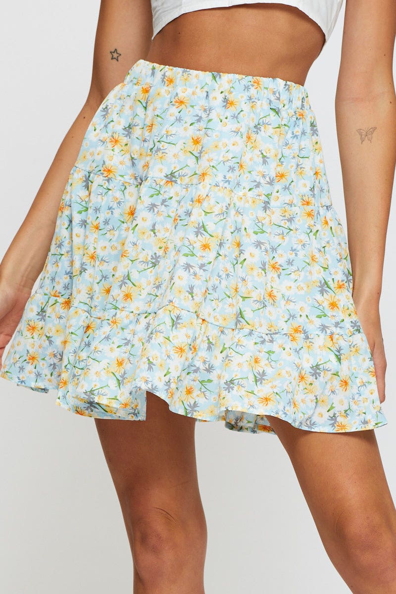 Print Flare Skirt Mini High Rise - Image 2