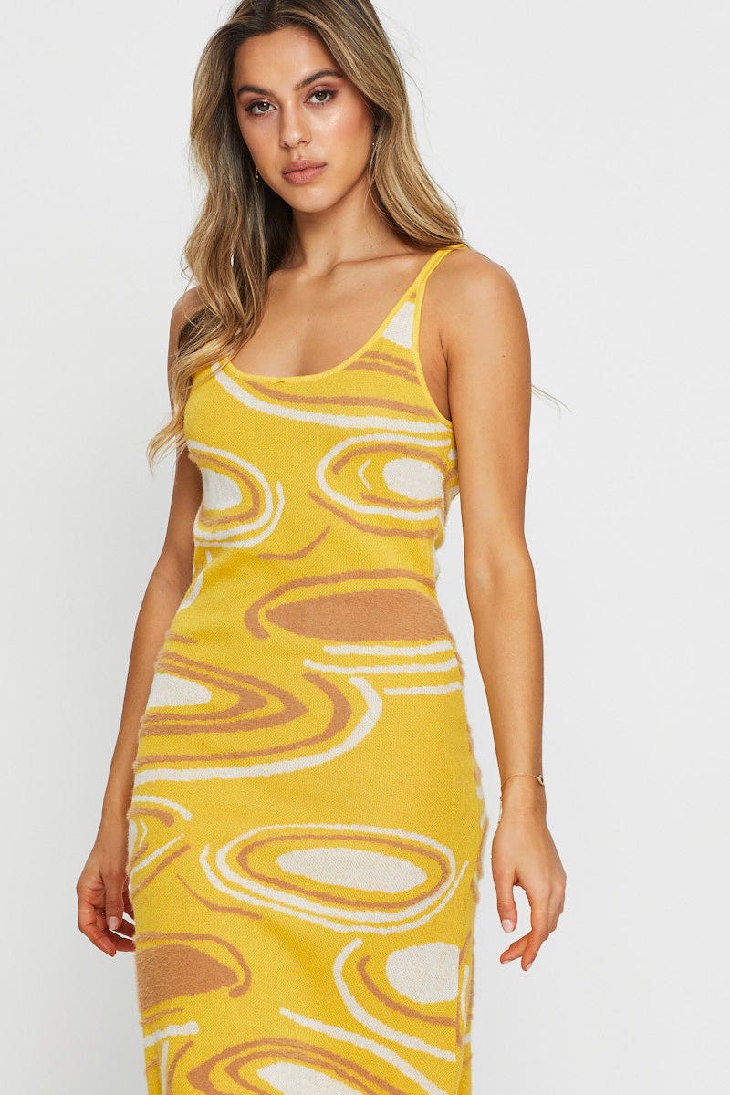 Print Knit Dress Midi - Image 2
