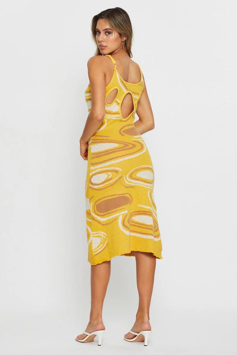Print Knit Dress Midi - Image 5