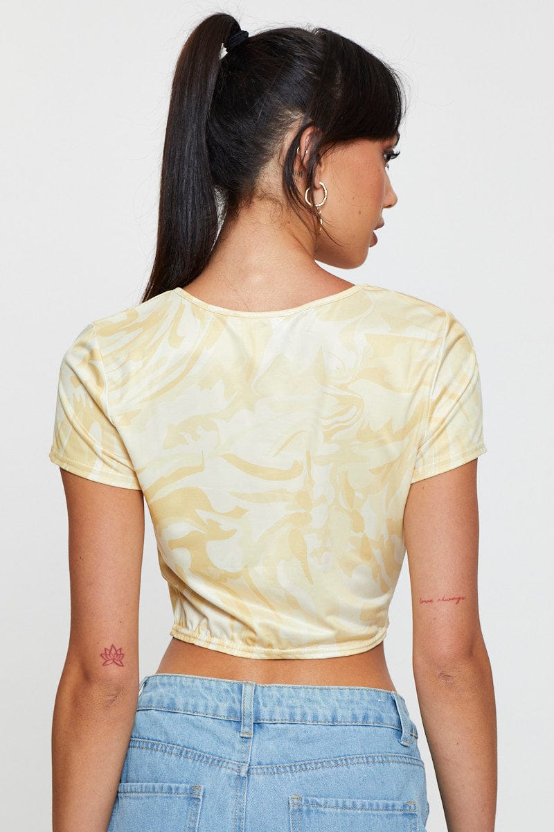 Print Knot Top Short Sleeve - Image 5