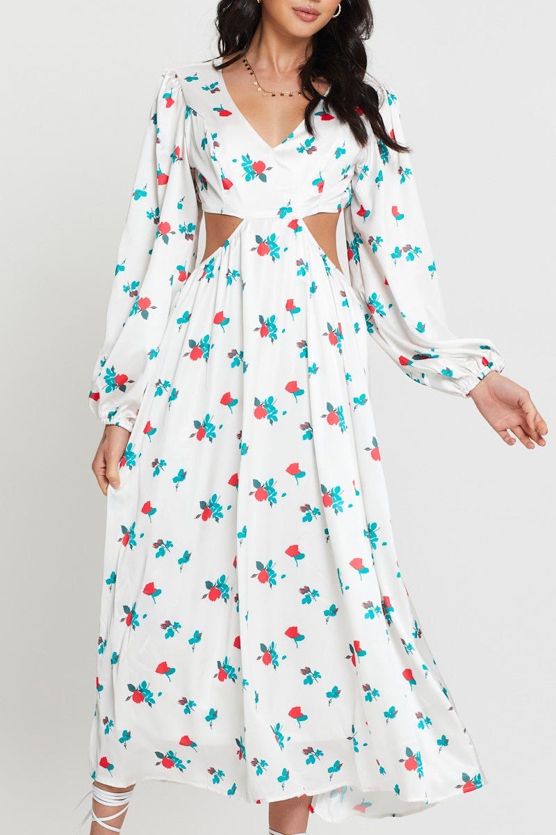 Print Maxi Dress Long Sleeve - Image 5
