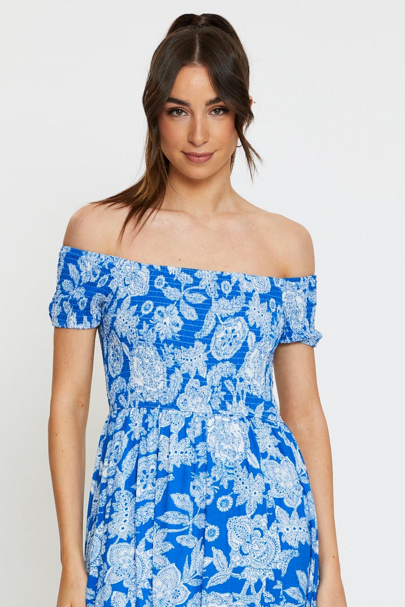 Print Maxi Dress Off Shoulder Evening - Image 2